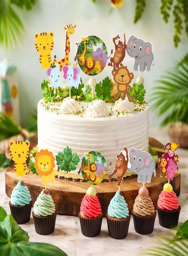 pixelfox زينة كعكة/كب كيك/مجسمات حيوانات من Pixelfox Zoo، عبوة من 30 قطعة. زينة مستوحاة من الغابة / زينة كعكة عيد الميلاد الأول - Image 3
